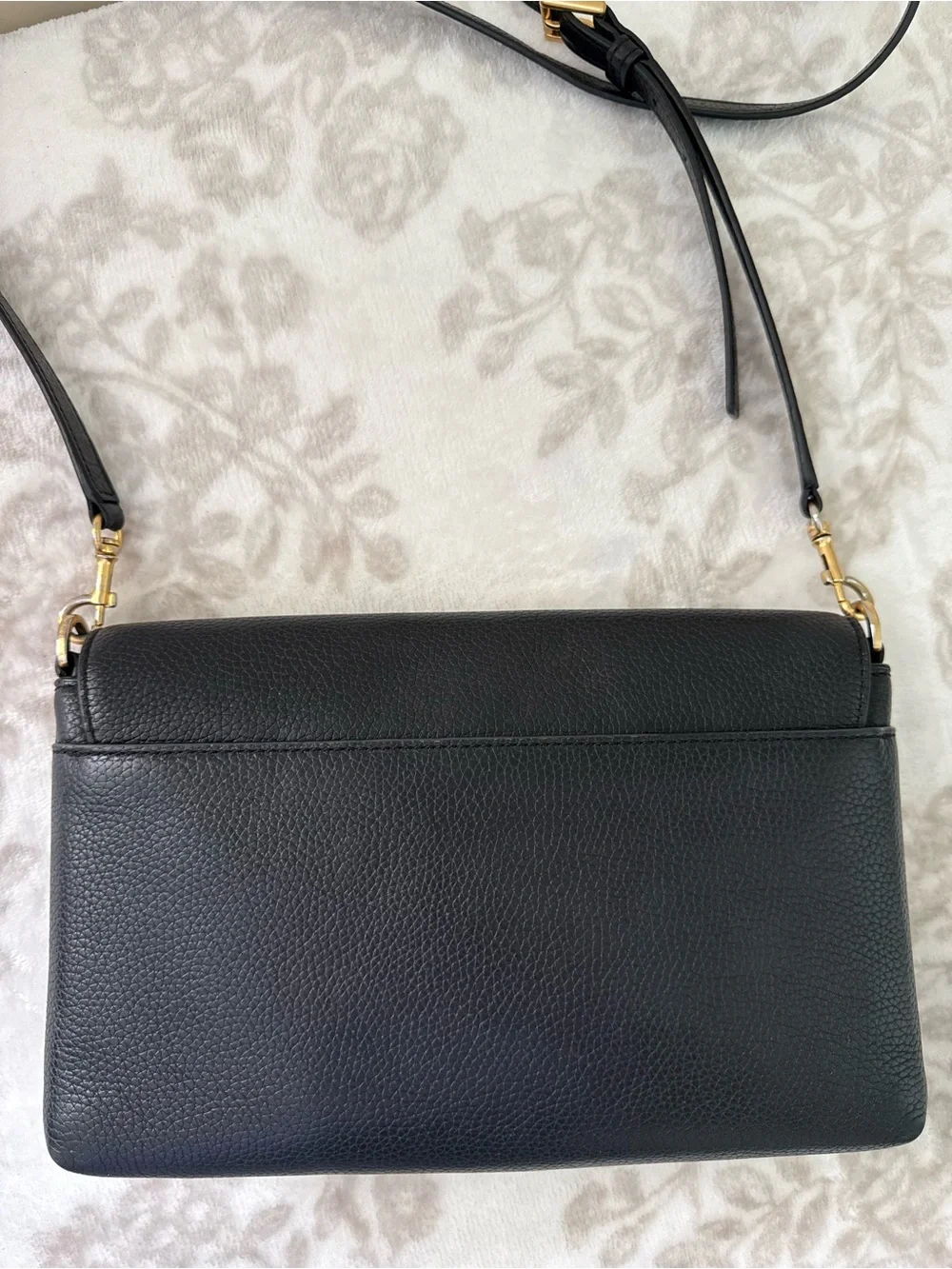 Tory Burch Blake Flap Black Pebbled Leather Small Crossbody